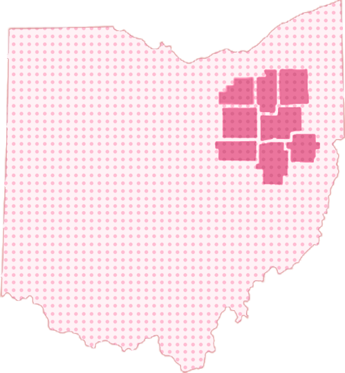 map of Ohio with highlighted counties
