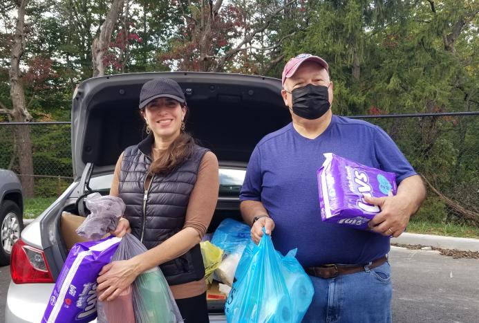 holding product donations by car