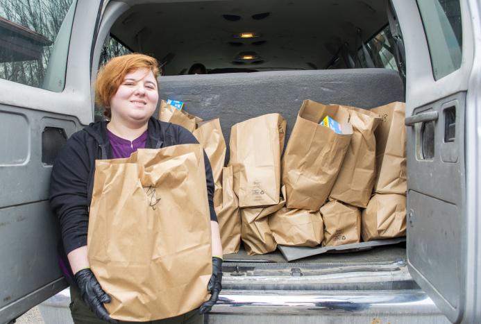 bags of food in car