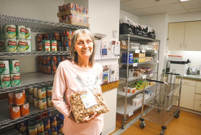 Barbara visits a food pantry