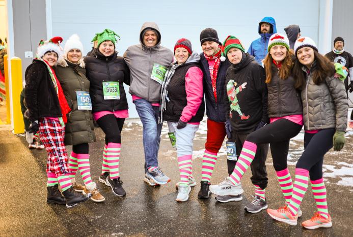 Racers in striped elf socks