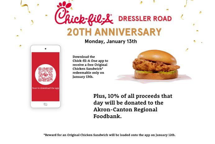 Chick-fil-A Dressler Road 20th Anniversary Celebration Flier