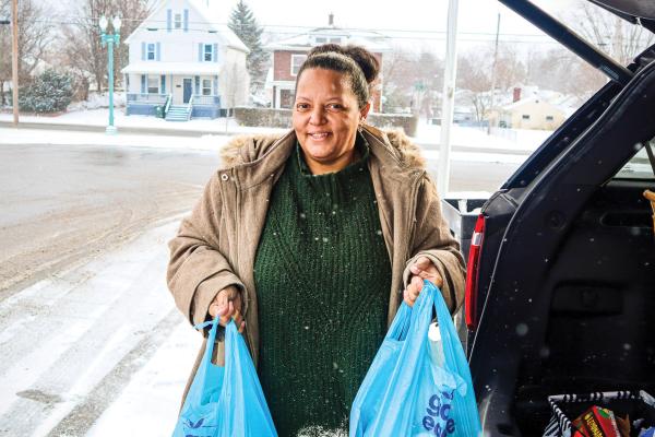 Woman holding groceries